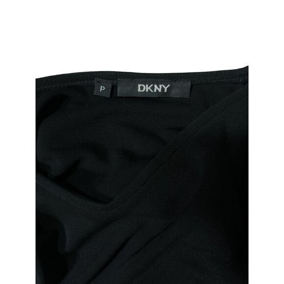 DKNY Womens Petite Dress Size 0/2P Black Long Sleeve Midi Length Shift Style - Picture 4 of 5